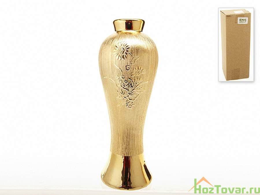 Ваза декоративная "Золотой цветок" 9*9*24см (керамика) (без подарочной упаковки)